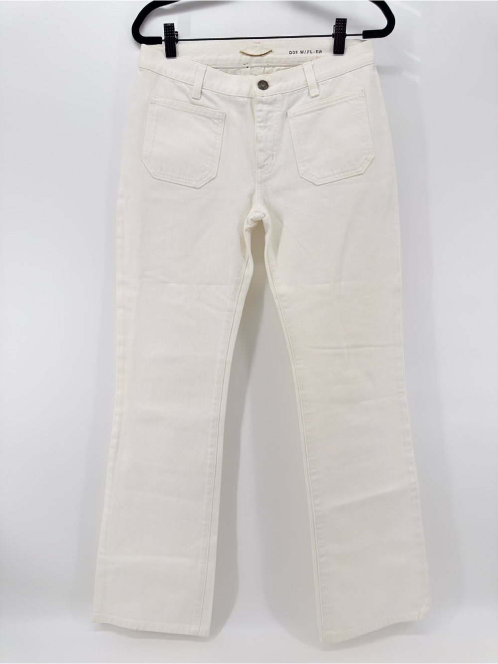 Saint Laurent Women's Straight leg Jeans Ysl ivory White low rise
